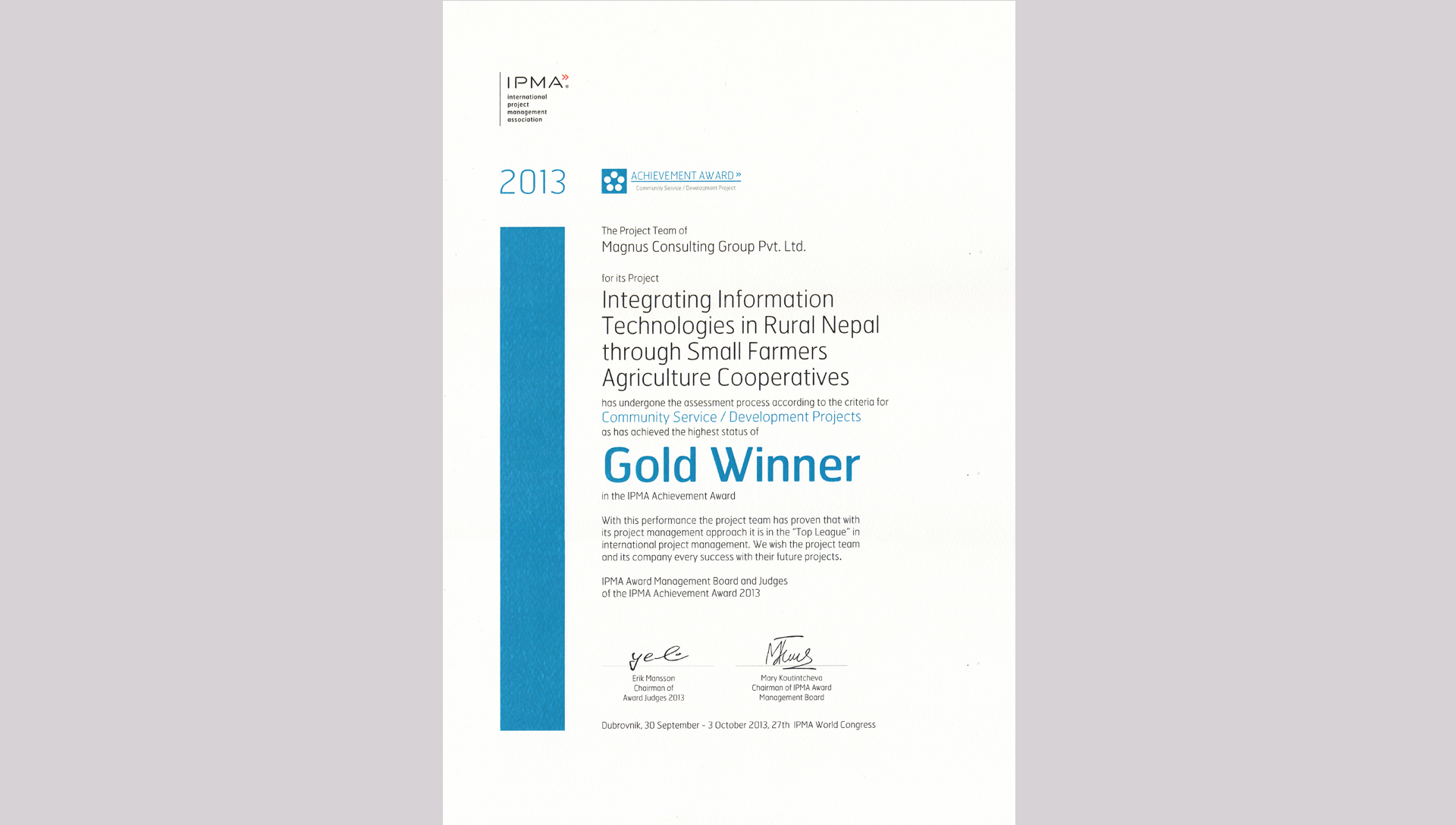 Gold Award Winner